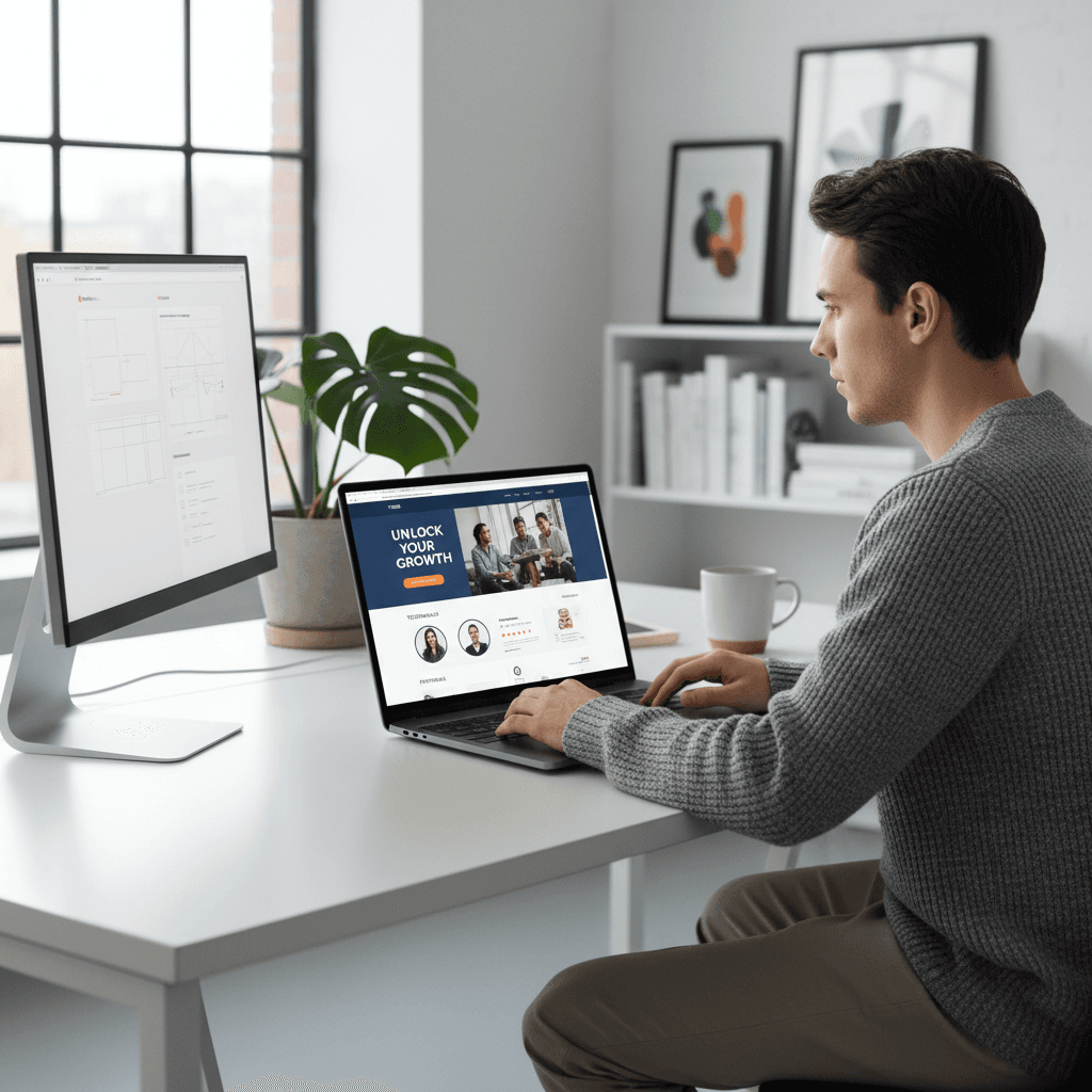 Web designer creating conversion-focused website